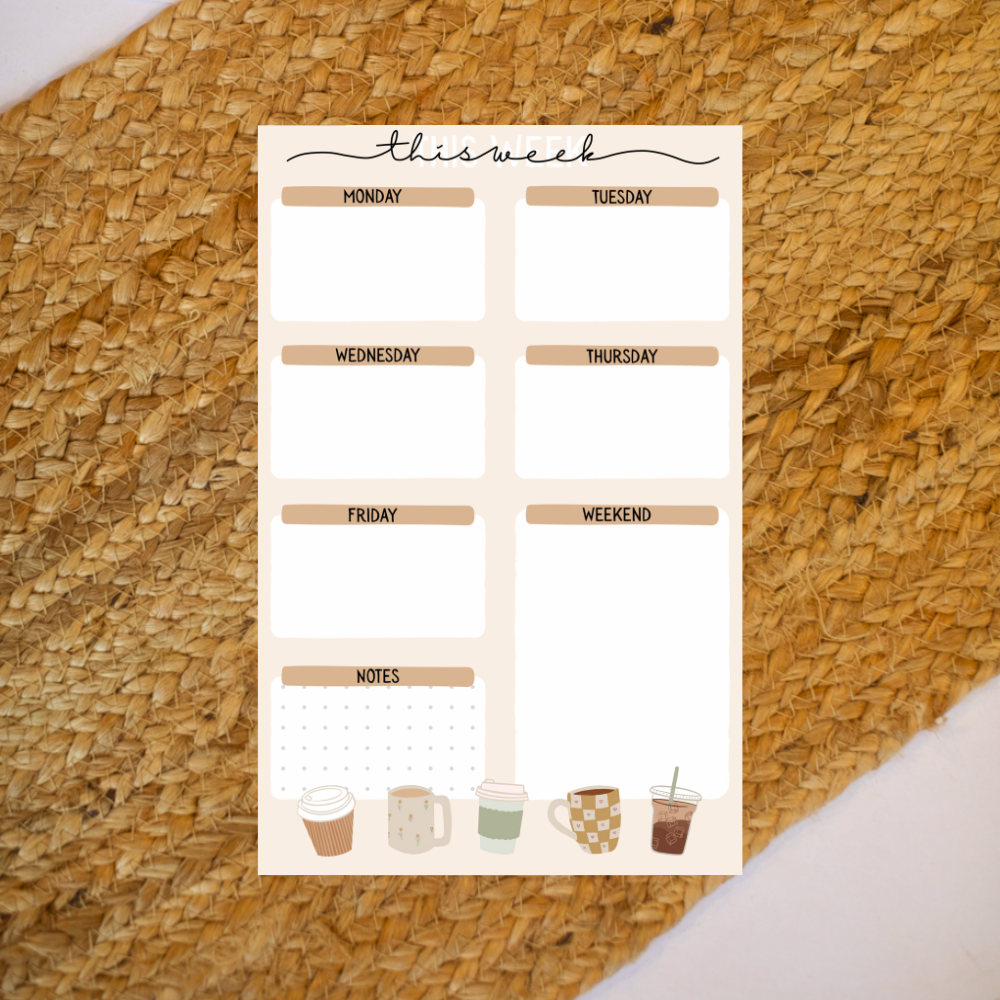 Coffee In My Cup Weekly Planner Note Pad
