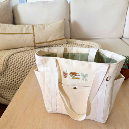 Books & Coffee 3 Pocket Tote