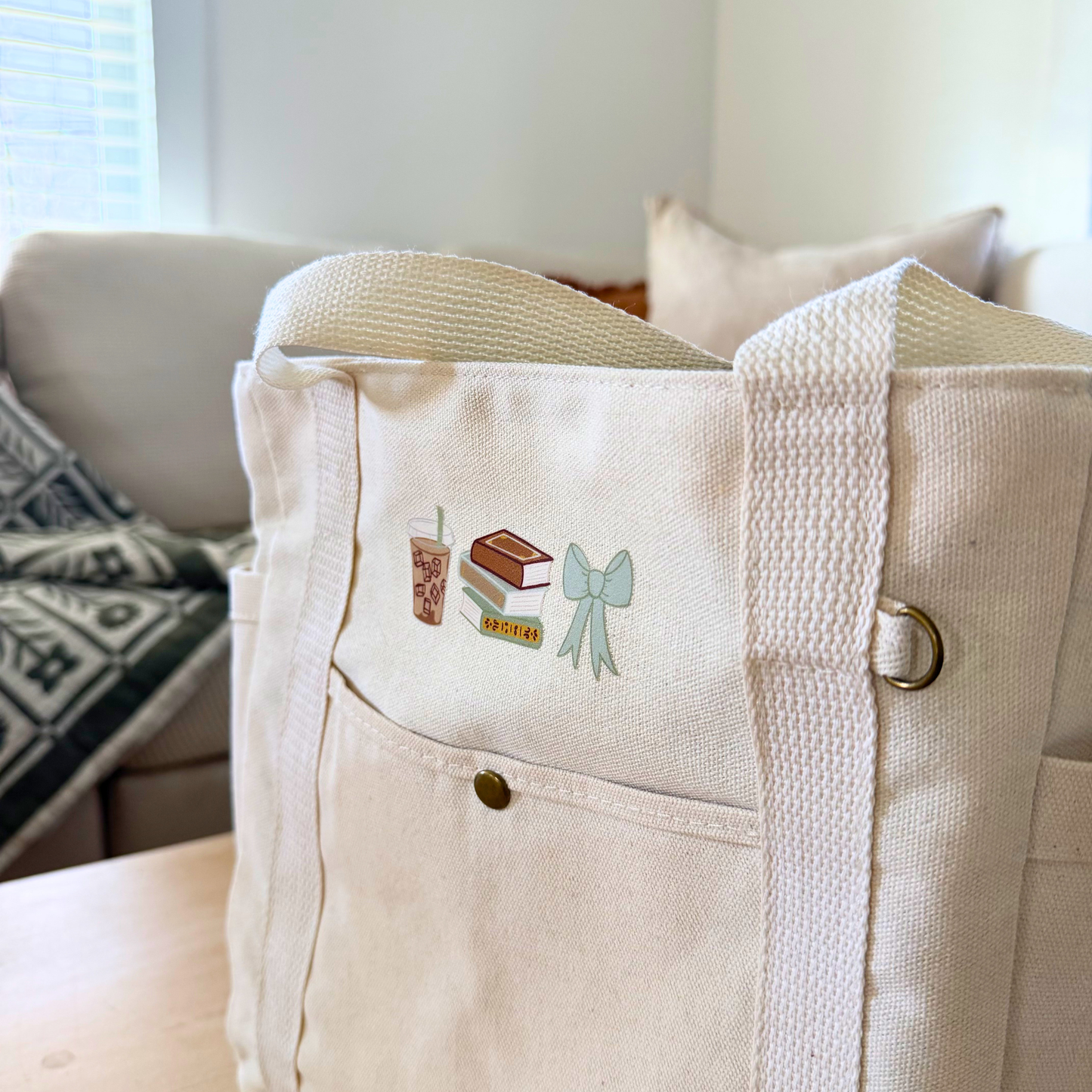 Books & Coffee 3 Pocket Tote