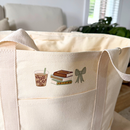 Books & Coffee 3 Pocket Tote