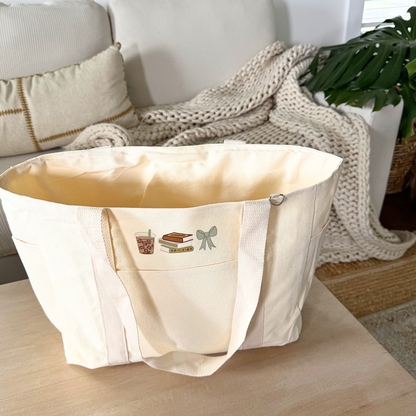 Books & Coffee 3 Pocket Tote