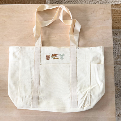 Books & Coffee 3 Pocket Tote
