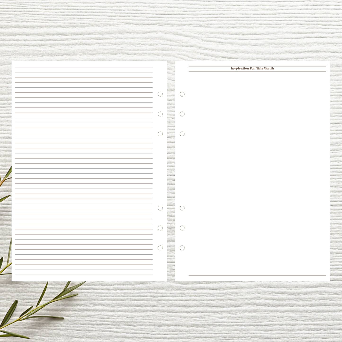 Sunday Start A5 Bullet Planner Weekly Layout Six Ring Undated