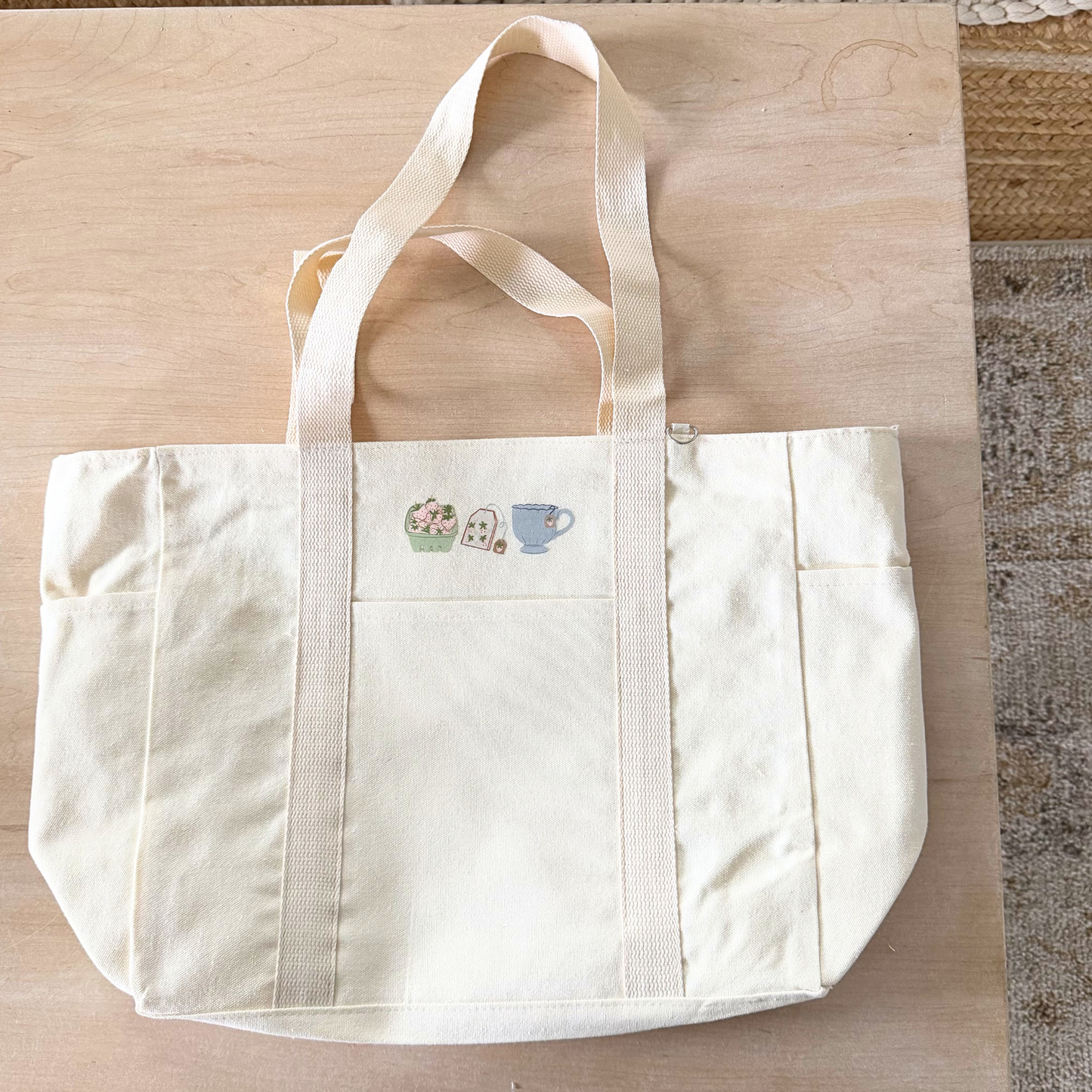 Strawberry Tea 3 Pocket Tote