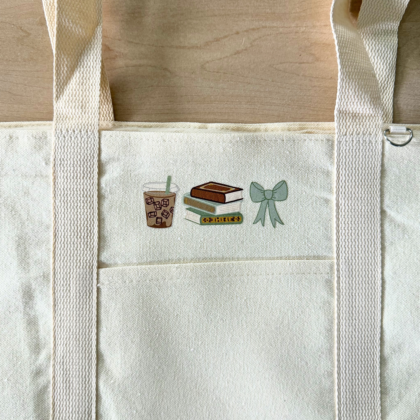 Books & Coffee 3 Pocket Tote