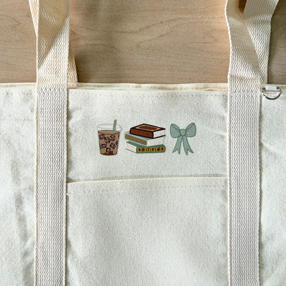 Books & Coffee 3 Pocket Tote