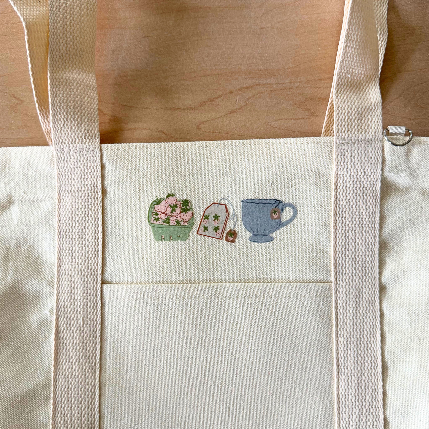 Strawberry Tea 3 Pocket Tote