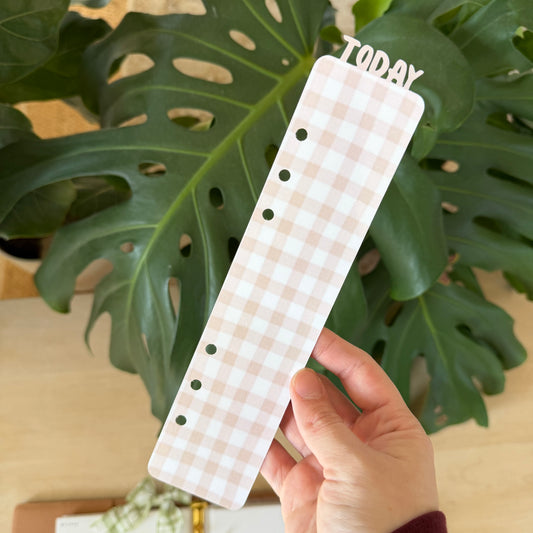 Beige Gingham Today Marker A5 Six Ring